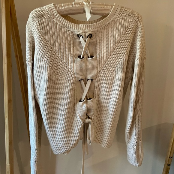 Back-Lace Cotton Sweater, size S - Picture 4 of 5